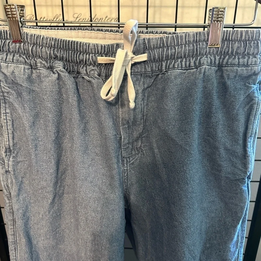 J. Crew Blue denim joggers with Tapered Fit and Drawstring Waist